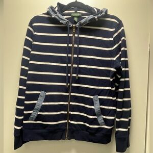Ralph Lauren Navy and White Striped Hoodie